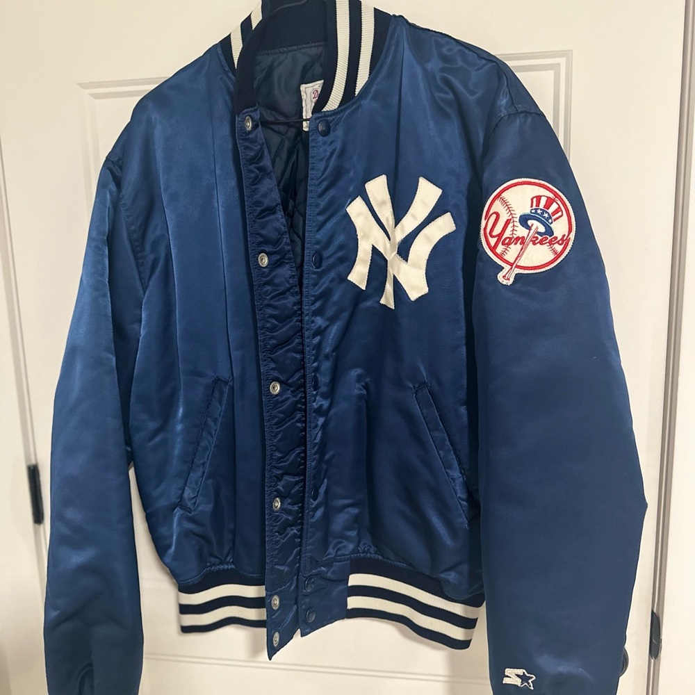 VTG 90’s STARTER Men's Navy Yankees Bomber Jacket